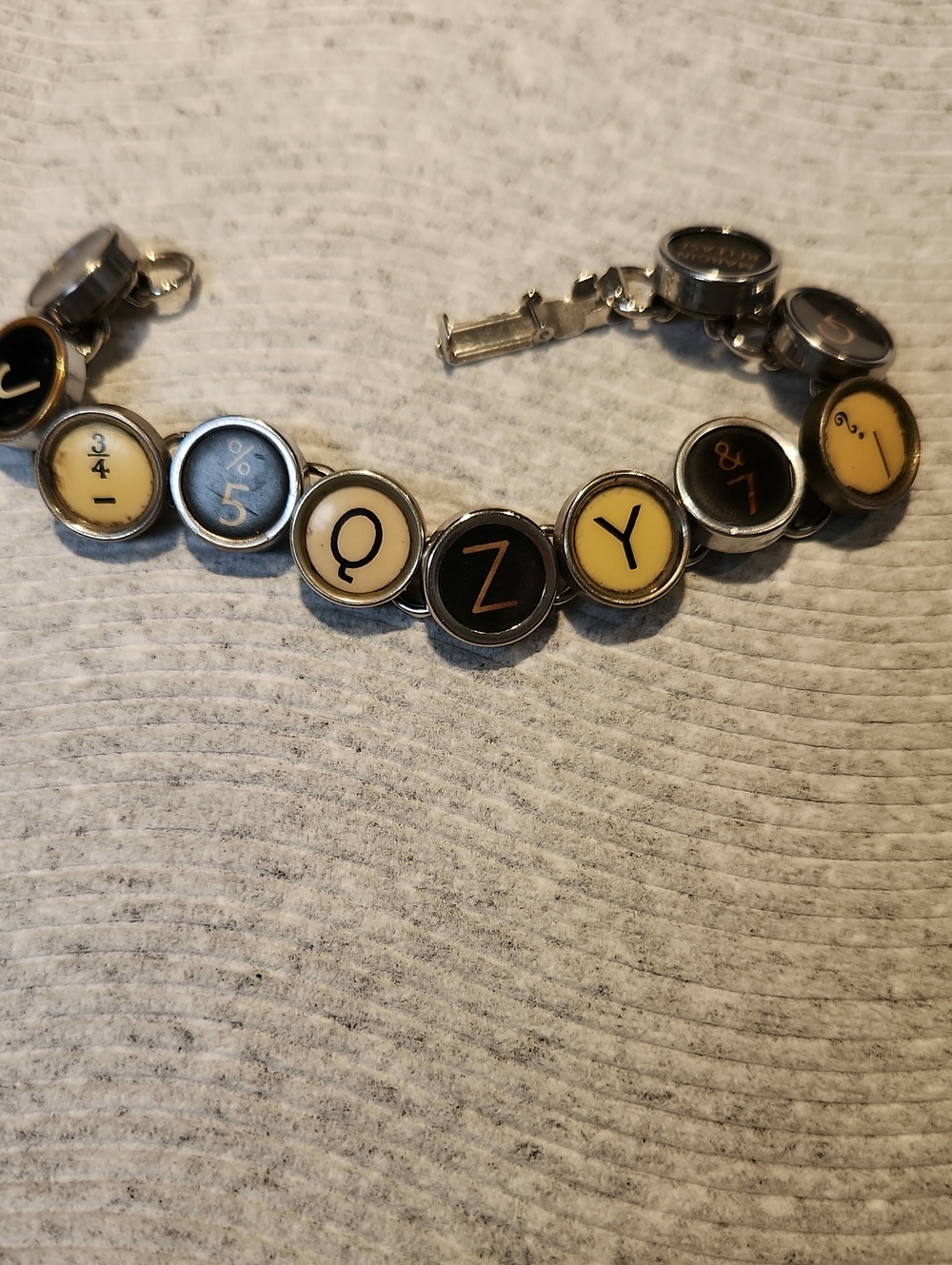 Typewriter Key Bracelet in Black and Cream